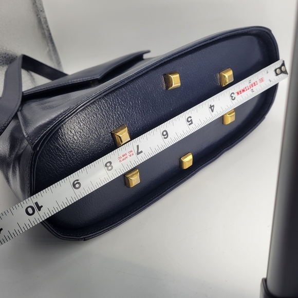 VTG RARE Salvatore Ferragamo Dark Blue Shoulder Bag E 213661 Made in Italy Snap - Picture 12 of 12